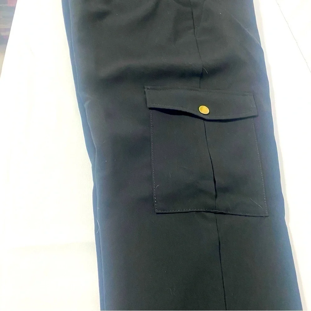 Loft Women’s Cargo Style Straight Pants Size 6 Black Business Casual Thick EUC